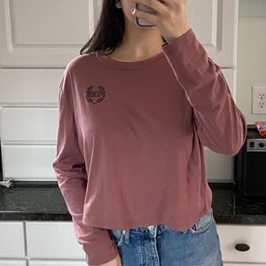 -long sleeved crew neck top from pink by victoria’s secret, dark rose pink shade